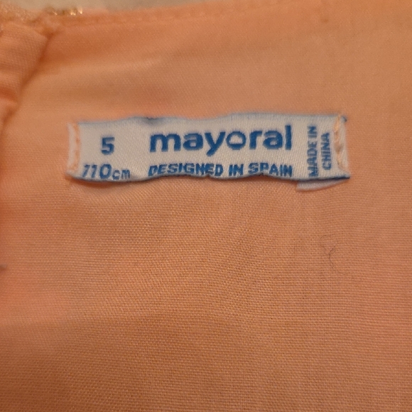 Mayoral Peach Floral Kids Dress - Picture 10 of 11